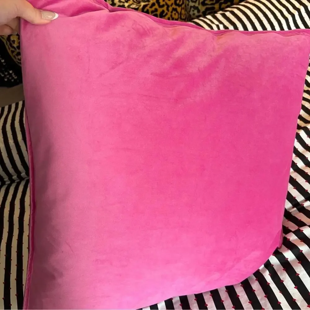 2 HOT PINK VELVET Euro Accent Pillow Covers Luxury High End Designer Cozy Soft